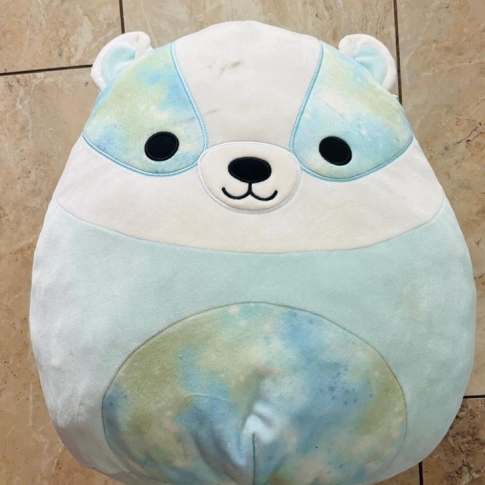 Squishmallow Banks the Blue Badger 16 Inch Blue Green Tie Dye Plush Toy